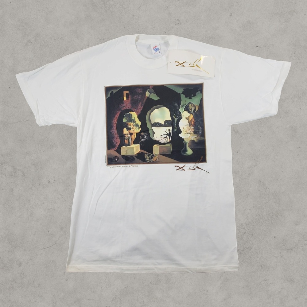 Vintage Salvador Dali Shirt Men Large White St Petersburg Art Musuem Jerzees NWT